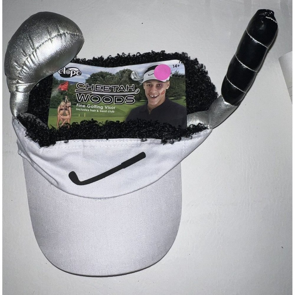 Cheetah Tiger Woods Golf Visor Halloween Costume Bent Club Hair Novelty Adult